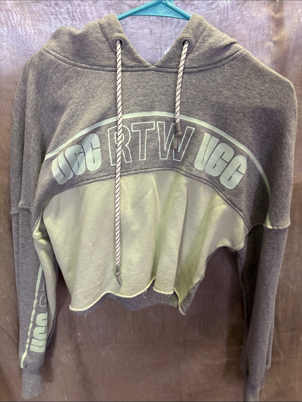 UGG Two-Tone Gray and Mint Cropped Hoodie
